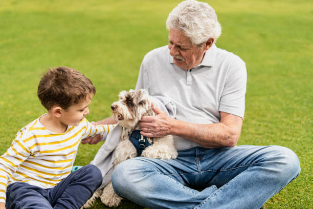 istock Senior man with his dog in park 2193219624