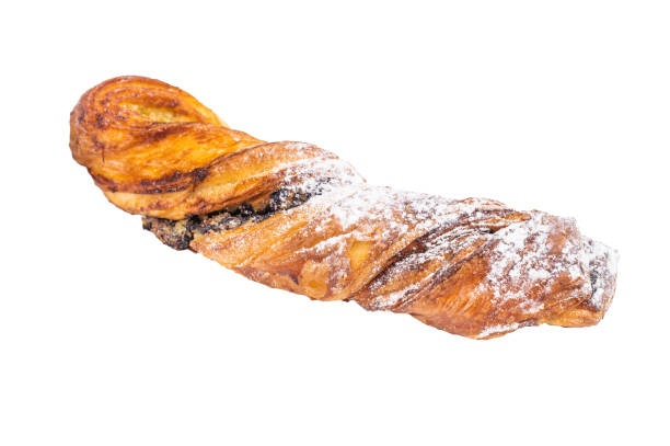 istock Danish pastry with Pistachios and chocolate, Puff pastry isolated on white background. top view 2193221567