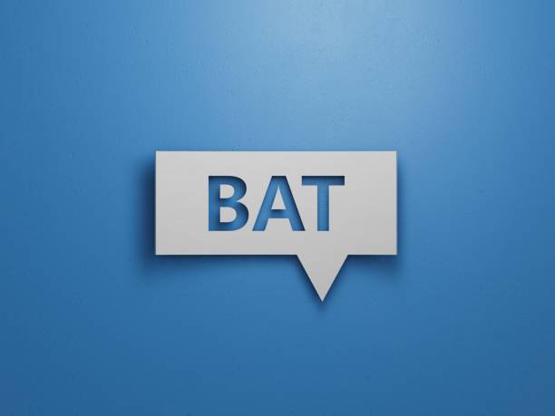 istock bat sign on Speech Bubble concept, Speech Bubble.Minimalist Abstract Design With White Cut Out Paper.3D rendering on blue background. 2193222521