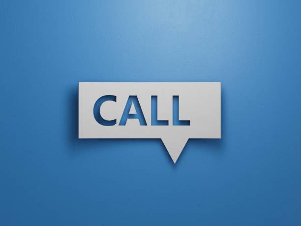 istock Speech Bubble block with CALL business word.Minimalist Abstract Design With White Cut Out Paper.3D rendering on blue background. 2193222546