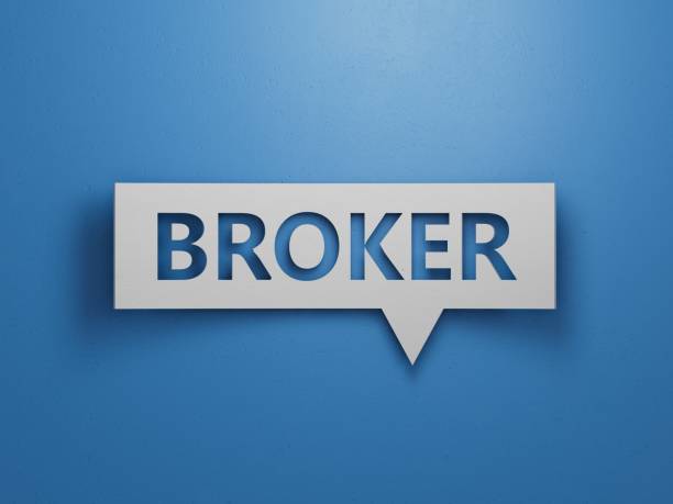 istock Speech Bubble block with BROKER business word.Minimalist Abstract Design With White Cut Out Paper.3D rendering on blue background. 2193222549