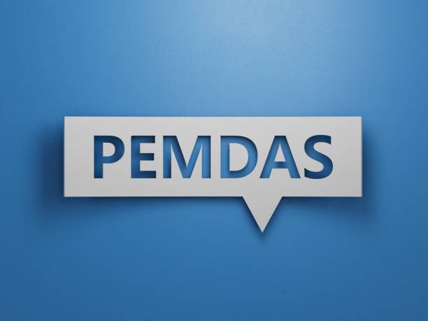 istock Speech Bubble block with PEMDAS business word.Minimalist Abstract Design With White Cut Out Paper.3D rendering on blue background. 2193222591