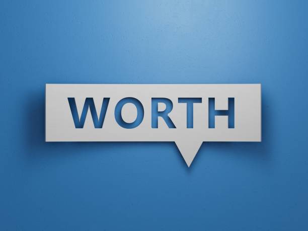 istock Speech Bubble block with WORTH business word. Mission.3D rendering on red background. 2193222614