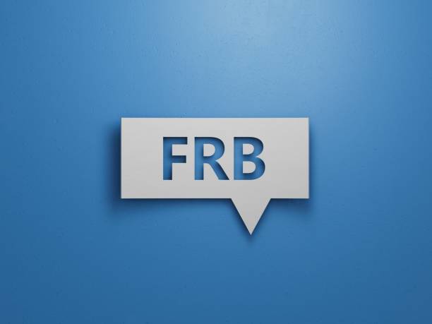 istock Speech Bubble with frb text. Financial, marketing.Minimalist Abstract Design With White Cut Out Paper.3D rendering on blue background. 2193222622