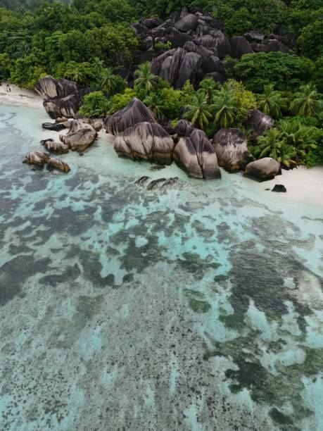 istock Seychelles beach with granite boulders and turquoise waters. 2193223085