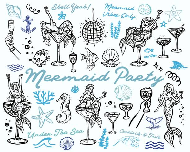 Mermaid Whimiscal Style hand drawn Party Elements Vector Set Mermaid Whimiscal Style hand drawn Party Elements Vector Set
art bachelorette beach stock illustrations