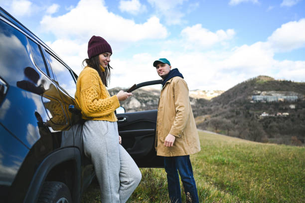 istock Young couple in road trip vacations. 2193227382