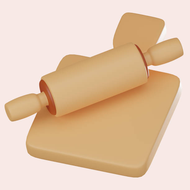 istock 3D render, Wooden Rolling Pin for Pastry and Baking Themes, Icon Illustration 2193229635