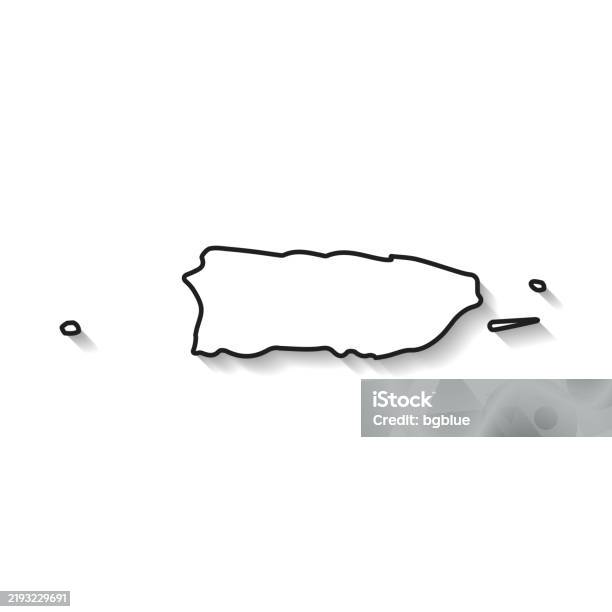 Puerto Rico Graphc Puerto Rico Map With Black Outline And Shadow On White Background Stock ...