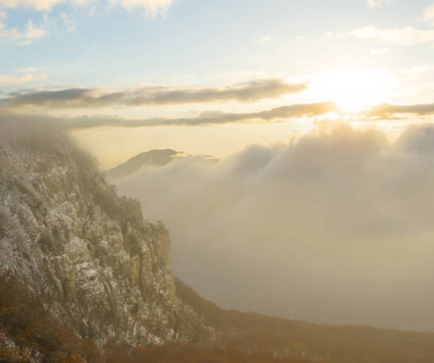 istock winter snowbound mountain ridge at the dramatic sunset 2193231974