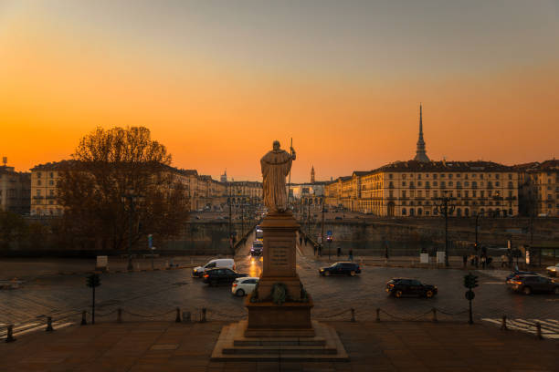 Turin cityscape from Gran Madre square, Italy