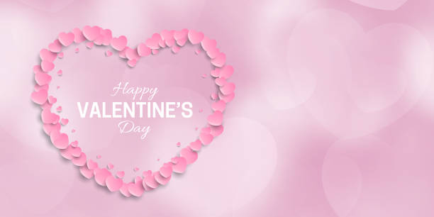 istock Valentines Day banner with pastel pink hearts design 2193244274