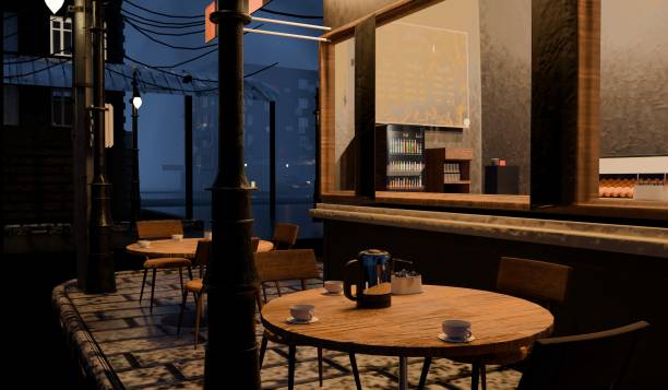 istock Roadside coffee shop, night, cafe, 3D illustration 2193251154
