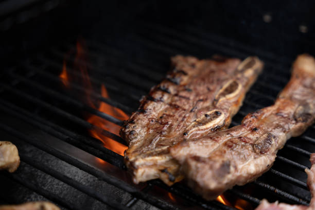 istock Close-up of a barbecue grilled lamb ribs 2193251342