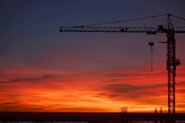 istock Silhouette of a construction crane 2193254446