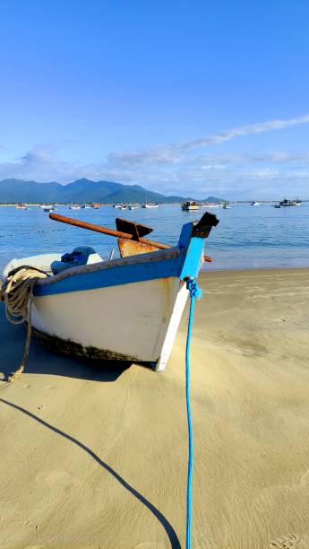istock Fishing boat on the sand. 2193255482