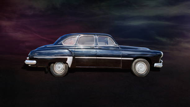istock black vintage car on dark background 2193259230