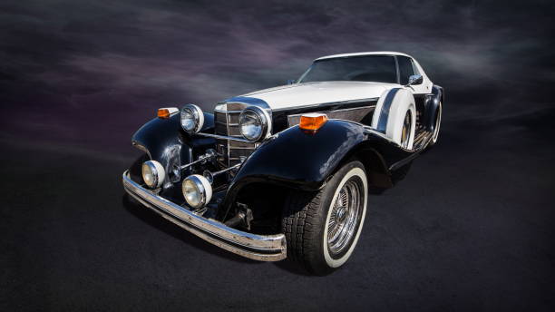 istock black white vintage car on dark background 2193259255