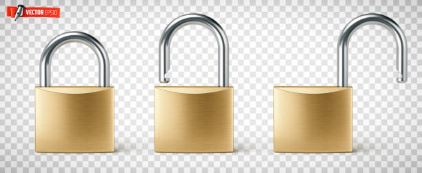 illustrations, cliparts, dessins animés et icônes de cadenas réalistes vectoriels - cadenas