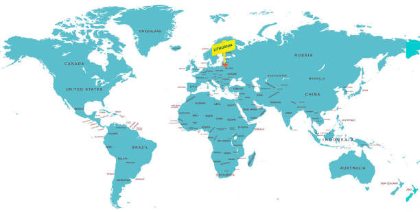 istock World Map Highlighting Country of Lithuania With Geographic Details 2193259426