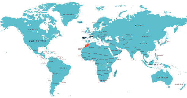 World Map Country Of Morocco With Geographic Details Stock World Map Country Of Morocco With Geographic Details 
