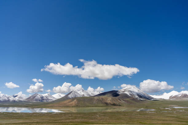 istock Grasslands, snow-capped mountains and blue sky and white clouds on the plateau 2193260617