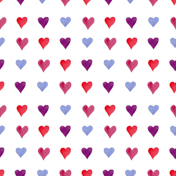 istock Romantic pattern of hearts in soft pink, red, lavender, and light blue. The watercolor technique adds a gentle, tender touch, for loving atmosphere for Valentine Day cards, gifts, and decorations. 2193261594
