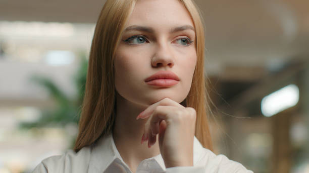 istock Close up thoughtful woman think solution pensive female businesswoman solve business solution create in mind brainstorm puzzled Caucasian girl thinking deep thought look in distance hold hand on chin 2193267827
