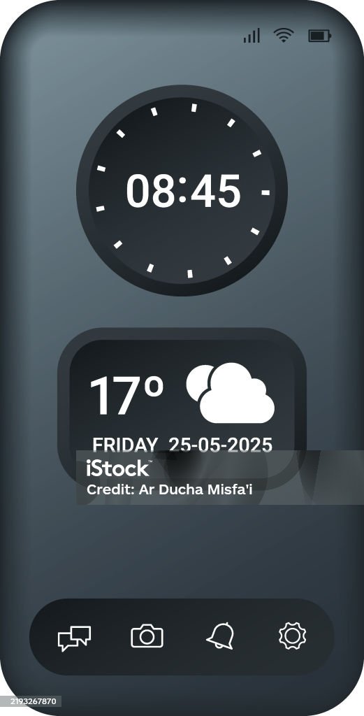 Phone Clock Interface Elegant Mobile Phone User Interface With Clock And Weather Widgets ...