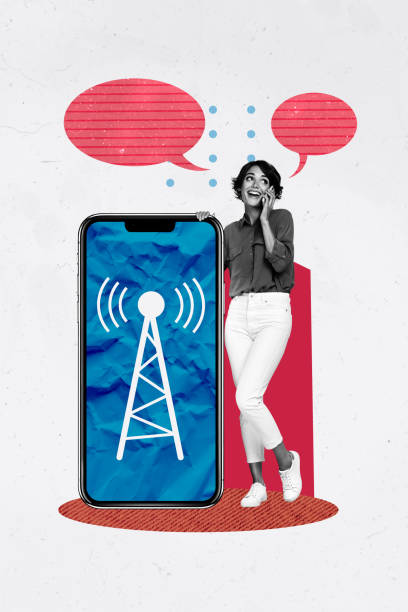istock Vertical collage picture young girl speak phone call conversation textbox internet online connection wireless communication antenna signal 2193268176