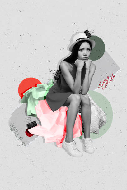istock Vertical collage poster young sad woman sit mind mess chaos psychological problems waiting depressed drawing background doodles 2193271749