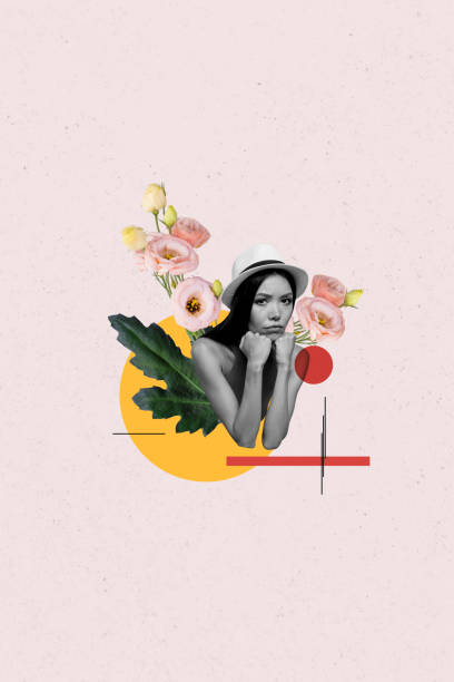 istock 3d retro abstract creative artwork template collage of unhappy melancholic female roses blooming flowers weird freak bizarre unusual 2193271762