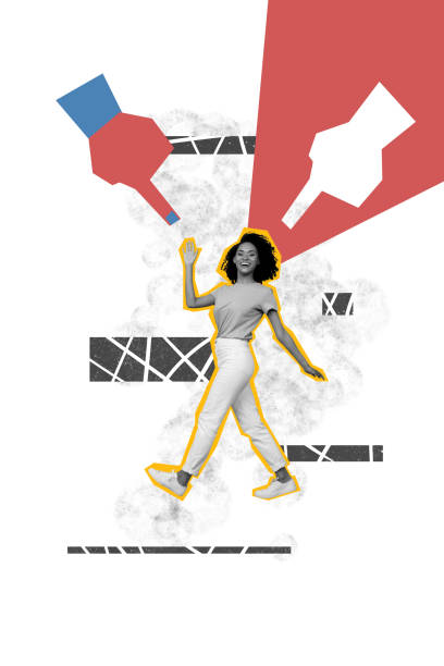 istock 3d abstract creative artwork template collage of cheerful female walk wave hand fingers point attention unusual fantasy billboard comics 2193274032