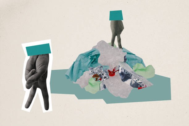 istock Abstract collage two human hands on trash plastic environmental pollution helping planet eco friendly ecosystem garbage 2193274954