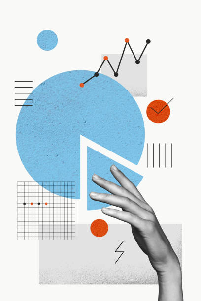 istock Contemporary design collage of hand holding piece business analytic create statistics pie chart diagram isolated over gray color background 2193276661