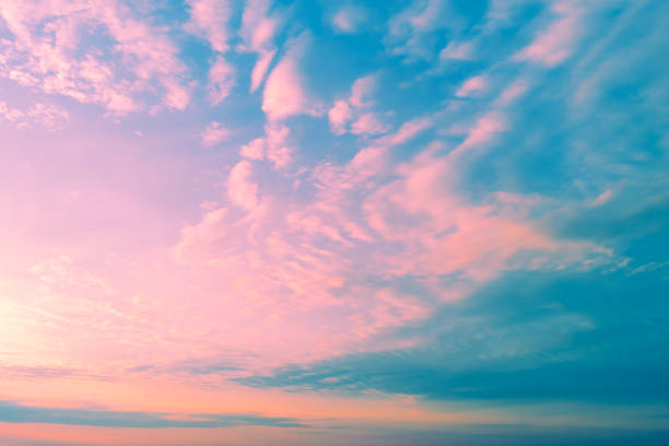 Colorful cloudy sky at sunset. Gradient color. Sky texture. Abstract nature background