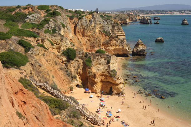 istock Beach with Cliffs and People in Lagos, Portugal 2193284255