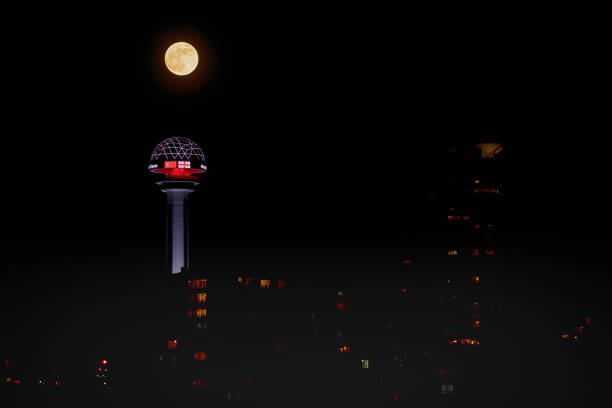 Atakule, the Symbol of Ankara, with the Moon.