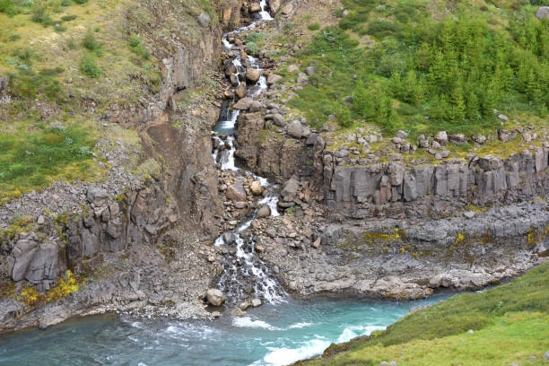 Studlagil basalt canyon in East Iceland. The canyon is located in the upper part of Jokuldalur Valley in East Iceland