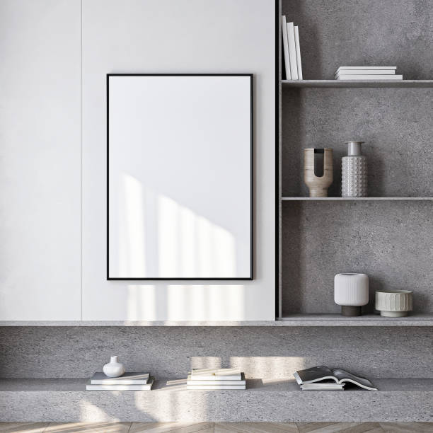 istock Frame mockup, ISO A paper size. Living room wall poster mockup. Interior mockup with house background. Modern interior design. 3D render 2193299533
