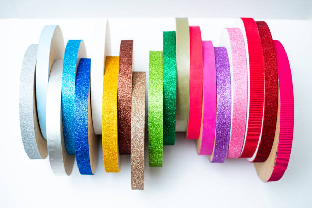 Decorative ribbons on white background