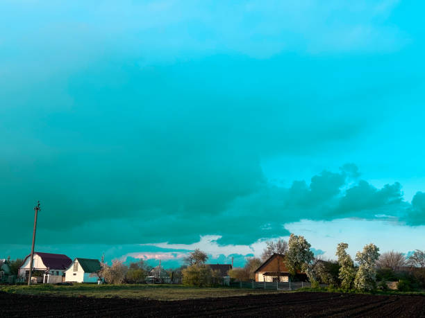 bad weather in the village in summer