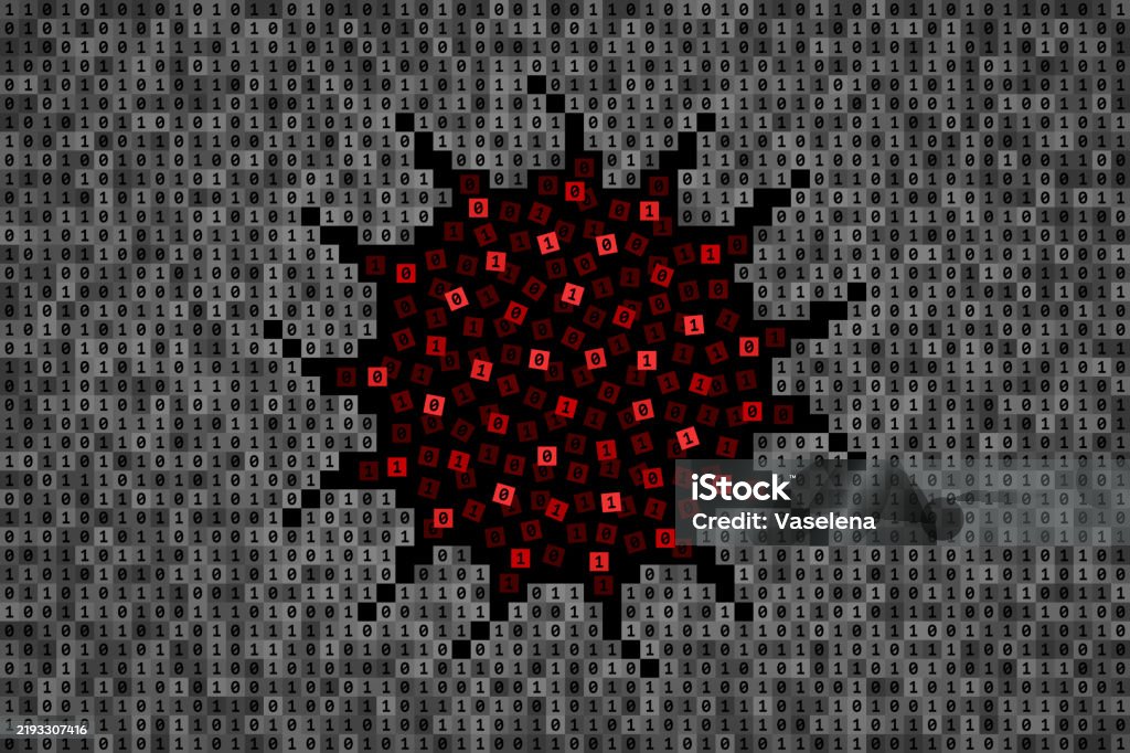 Computer Virus With Corrupted Code Over Binary Code Background Stock ...