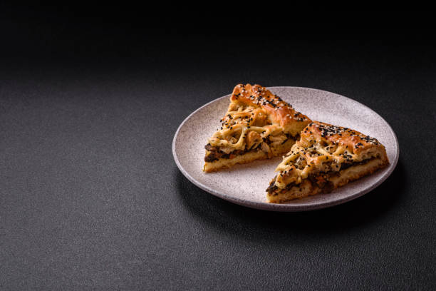 istock French quiche with chicken or salmon, cheese, salt, spices and herbs 2193308193