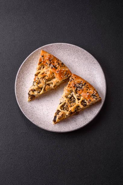istock French quiche with chicken or salmon, cheese, salt, spices and herbs 2193308320