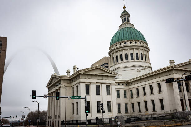 St. Louis, Missouri state capitol building in downtown next to the arch