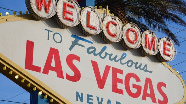Las Vegas, Nevada, USA - December 17th, 2024: Iconic Welcome to Fabulous Las Vegas Sign, welcoming visitors on a sunny morning