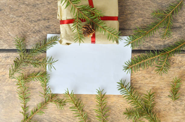 istock Christmas mockup with christmas gift and new year decor, top view. 2193332280