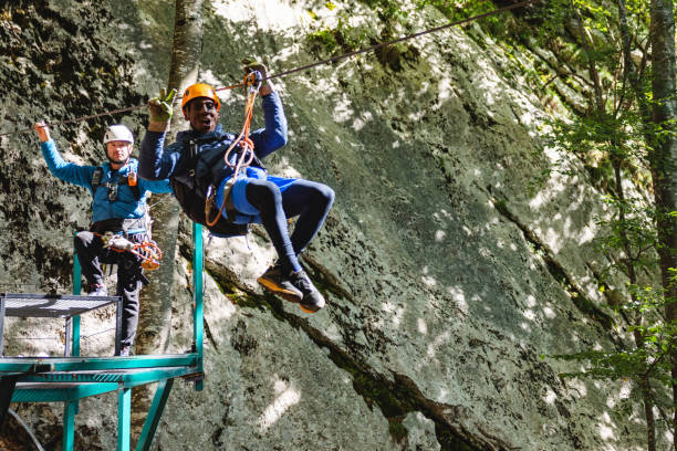 istock Thrilling Zipline Adventure in Forest 2193342040