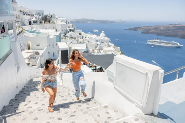 istock Joyful Friends Enjoying Summer at Santorini 2193342218